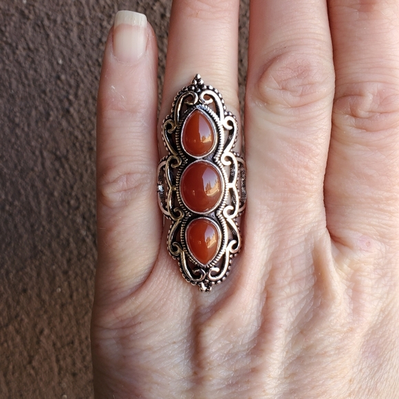 New Amazing Carnelian 925 Silver Statement Ring. - Picture 4 of 16